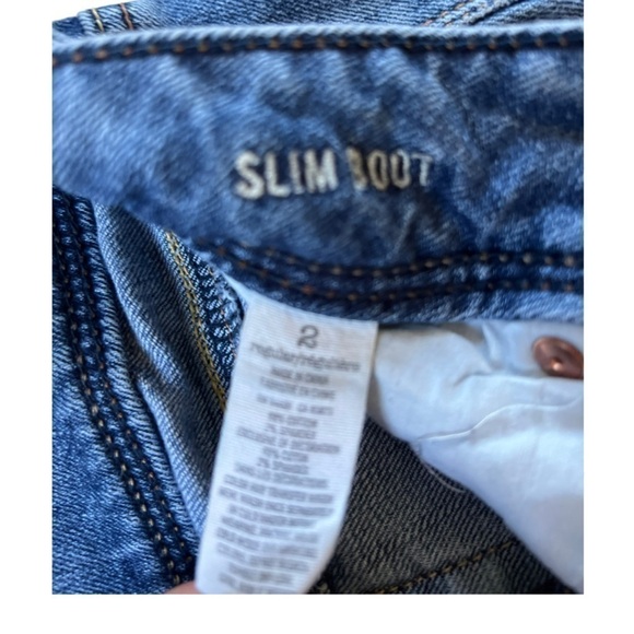 American Eagle Outfitters Slim Boot Light Wash Light Distress Size 0 Regular - Picture 4 of 6